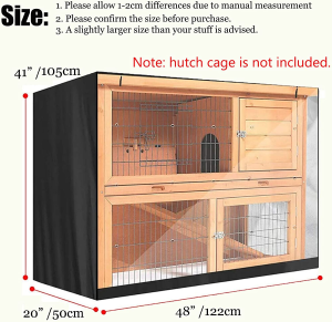 J&C Hutch House Double Decker Hutch Cover Black Dust-Proof Outdoor Double Bunny Rabbit Hutch Cage Cover Full Protection for outside Guinea Pig Cage 4Ft(No Hutch, 122X50X105Cm)