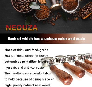 NEOUZA Espresso Bottomless Portafilter Compatible for Breville 870/875/878/880 Coffee Machine, 54Mm Replacement Three Ear Handle,Food 304 Stainless Steel,Basket Not Included