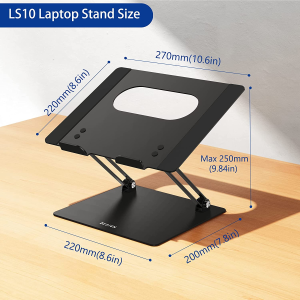 BESIGN LS10 Aluminum Laptop Stand, Ergonomic Adjustable Notebook Stand, Riser Holder Computer Stand Compatible with Air, Pro, Dell, HP, Lenovo More 10-14″ Laptops, Black