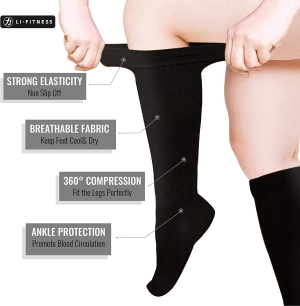 Medical Compression Socks for Men Women 20-30Mmhg plus Size S-7XL Extra Wide Calf Closed Toe Graduated Support Knee-High Compression Stockings for Pregnant Travel Sports Swelling Circulation