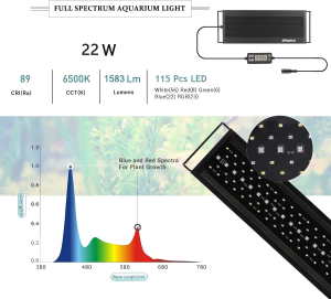 Driamor Advanced Aquarium Light Programmable Fish Tank Light with LCD Screen Sunrise Sunset Simulation Multi-Color Full Spectrum Light for Freshwater Planted Tank with Timer 60-75Cm 22W