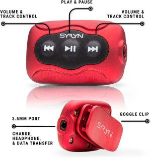 Waterproof 8 GB SYRYN Swimbuds Flip Bundle for Swimming with Music | Drag and Drop MP3, AAC, M4A, FLAC Using PC or Mac (No Apple Music, Spotify, or Other Streaming Services)