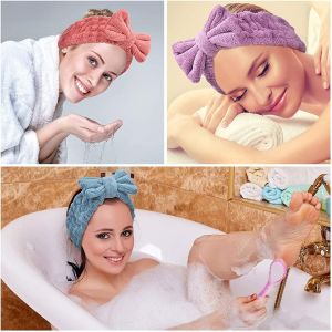 3Pack Makeup Headband & 3Pack Silicone Face Mask Brush, Microfiber Bowtie SPA Headbands Cosmetic Bowknot Hairlace Wash Spa Yoga Sports Shower Elastic Hair Band for Girls and Women