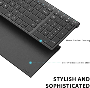 Iclever BK10 Bluetooth Keyboard, Multi Device Keyboard Rechargeable Bluetooth 5.1 with Number Pad Ergonomic Design Full Size Stable Connection Keyboard for Ipad, Iphone, Mac, Ios, Android, Windows