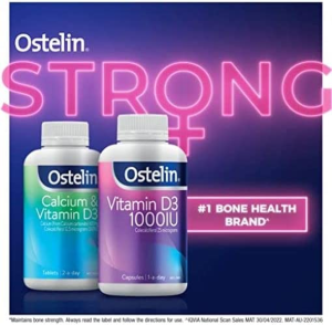 Ostelin Vitamin D 1000IU – D3 for Bone Health + Immune Support, 250 Capsules