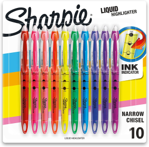 Sharpie Liquid Highlighters, Chisel Tip, Assorted Colors,