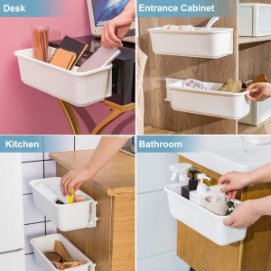 2 Pcs under Sink Organiser, Pull Out Kitchen Cupboard Organiser, Slide Out Cabinet Storage Baskets, Kitchen Sink Organiser, Plastic Spice Rack Organiser, Storage for Kitchen Bathroom Office