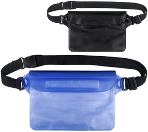 Waterproof Pouch Bag(2 Pack), Waterproof Dry Bag Case 8 X 6.5 Inch with Waist Strap for Beach, Swimming, Fishing, Camping Protect Phone, Camera, Cash, Passport