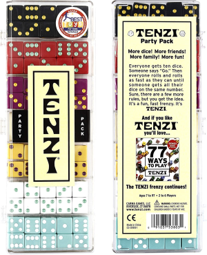 TENZI Party Pack Dice Game – a Fun, Fast Frenzy for the Whole Family – 6 Sets of 10 Colored Dice with Storage Case – Colors May Vary