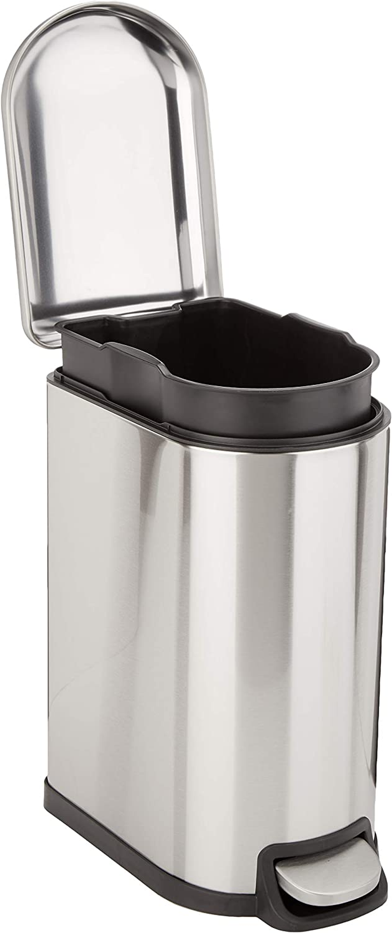 Basics Smudge Resistant Rectangular Trash Can With Soft-Close Foot  Pedal, Brushed Stainless Steel, 30 Liter 7.9 Gallon, Satin Nickel Finish