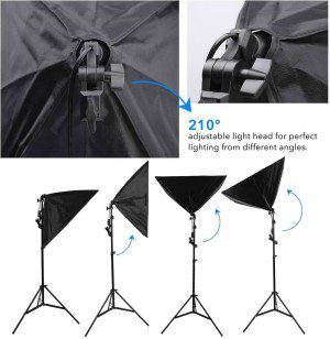 Abeststudio Studio Lighting Kit Bi-Color Dimmable 2X 85W Softbox Continuous Lighting Background Support System Black White Green Backdrop Cloth with Stand for Portrait Product Photography Video Shooting