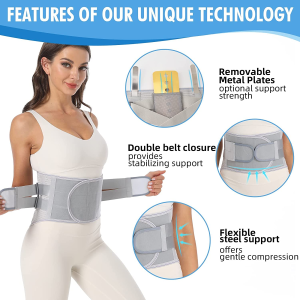 Lower Back Brace for Pain Relief – Removable Stays for Customized Support – Suitable for Men and Women – Ideal for Herniated Disc and Sciatica – Two Sets of Adjustable Stiffness