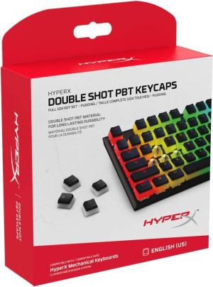 Hyperx Pudding Keycaps – Full Key Set – PBT – Black – English (US) Layout – 104 Key, Backlit, OEM Profile