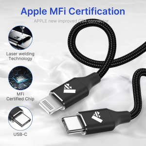 USB C to Lightning Cable 2M, [Mfi Certified] Iphone Charger Cable Power Delivery Nylon Braided USB C Iphone Cable Fast Charging for Iphone 14 13 12 11 Pro Max XR XS 10 8 7 plus 6S 6 SE, Ipad