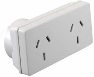 HPM D2/2WE Left and Right Extend 10A 2400W Double Adaptor 2-Pieces, White