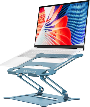 Urmust Laptop Notebook Stand Holder Adjustable Ultrabook Stand Riser Portable Compatible with Macbook Air Pro HP Dell XPS Lenovo All Laptops 10-15.6″(Blue)