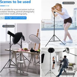 Neewer Photography Light Stand, 3-6.6Ft/92-200Cm Adjustable Sturdy Tripod Stand for Reflectors, Softboxes, Lights, Umbrellas, Load Capacity: 17.6Lb/8Kg​