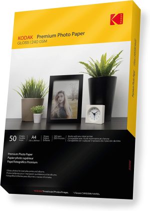 Kodak 50 Sheets Gloss Instant Dry 240Gsm A4 Photo Paper, (5740-094)