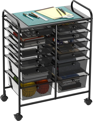 Simplehouseware 12-Drawers Rolling Storage Cart, Black