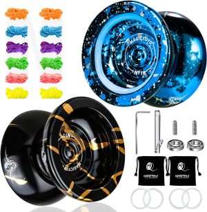 MAGICYOYO N11 Professional Unresponsive Yoyo, Dual Function Yoyo Alloy Metal Yoyo for Beginner Adults, Trick Yoyo with Flat Bearing + Axle + Bearing Removal Tool + Yoyo Storage Bag + 12 Yoyo Strings