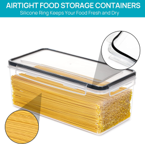 Vtopmart Airtight Food Storage Containers with Lids 4PCS Set 3.2L, Plastic Spaghetti Container for Pasta Organizer, BPA Free Air Tight House Kitchen Pantry Organization and Storage