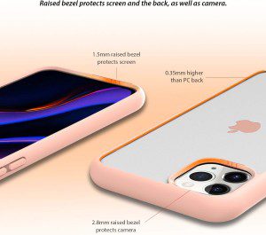 ZUSLAB Tough Fusion Case Compatible with Apple Iphone 11 Pro Max Shock Absorption Rubber Bumper Protective Case Transparent Hard Back Clear Cover – Pink