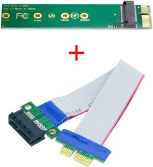 Xiwai NGFF M-Key NVME AHCI SSD to PCI-E 3.0 1X X1 Vertical Adapter with Cable Male to Female Extension