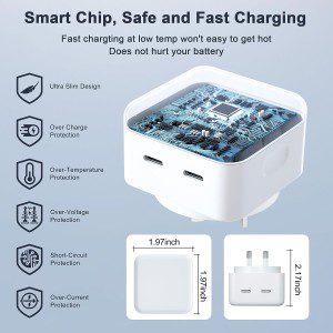 Iphone Fast Charger, 35W USB C Fast Charger with Iphone Charger Lightning Cable + USB C Charger Cable, Dual USB C Charger Wall Charger, Iphone Charger Plug for Iphone14/13/12/11/X/Ipad/Samsung/Oppo