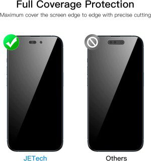 Jetech Privacy Full Coverage Screen Protector for Iphone 14 Pro Max 6.7-Inch, Anti-Spy Tempered Glass Film, Edge to Edge Protection Case-Friendly, 2-Pack