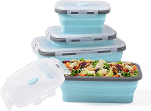 Xcellent Global Collapsible Silicone Food Storage Containers Lunch Bento Box BPA Free for Outdoor Camping, Hiking, Picnic