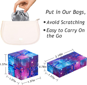 ZCOINS 4 Packs Infinity Cube Fidget Toys for Adults and Kids, Sensory Toys Anxiety Relief Desk Toys for ADD/ADHD/OCD (3 Galaxy Space 1 Black with 4 Bags)