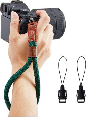 WANBY Camera Wrist Strap Soft Cotton Hand Strap with Quick Release Buckles Camcorder Comfort Antislip Security Wrist Strap for Women Men All DSLR Universal SLR Cameras (Black)