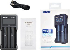 XTAR VC2SL Type C 18650 Battery Charger Universal Intelligent LCD Display 21700 Charger with USB Output for Rechargeable Batteries Li-Ion 18650 21700 18350 16340 14500 Ni-Mh/Ni-Cd a AA AAA