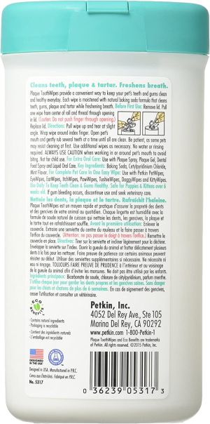 Petkin Pet Toothwipes, 40 Count