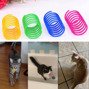 Cat Spiral Spring, 12 Pc Cat Creative Toy to Kill Time and Keep Fit Interactive Cat Toy Durable Heavy Plastic Spring Colorful Springs Cat Toy for Swatting, Biting, Hunting Kitten Toys