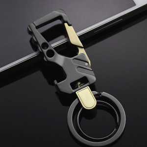 Key Chain Bottle Opener – Heavy Duty Car Keychain Organizer with 2 Size Extra Key Rings, Metal Zinc Alloy, Business Men and Women