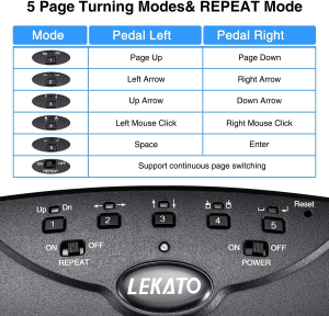 LEKATO Bluetooth Page Turner Pedal USB Rechargeable Wireless Page Turner Silent Foot Pedal for Tablets