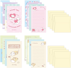 Monolike Happy and Lucky Birthday Letter Paper and Envelopes Set – 8Type, 32 Letter Paper + 16 Envelopes