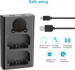 Neewer Dual USB Charger for Sony NP-FZ100 Battery, Compatible with Sony ZV-E1, FX3, FX30, A1, A9 II, A7R V, A7S III, A7 IV, A6600, A7C Cameras, Designed with LCD Display, Versatile Charging Options