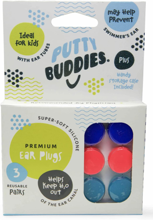 PUTTY BUDDIES Original Swimming Earplugs 3-Pair Pack (Purple/Teal/Magenta)