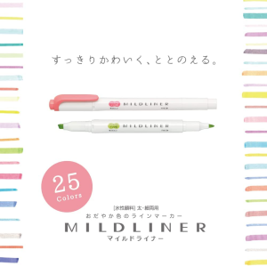 Zebra NC5 Highlighter Mildliner, 5 Color Set (WKT7-5C-NC)