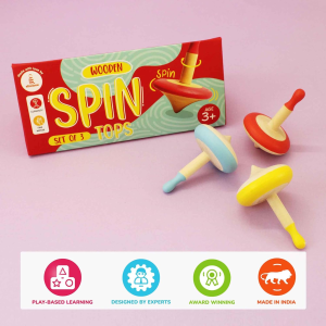 Shumee Wooden Spin Tops (3 Years+) – Curiosity & Fine Motor Skills (3 Pieces)