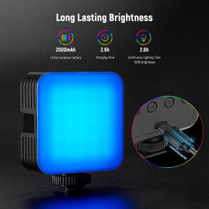 NEEWER Magnetic RGB Video Light, 360° Full Color RGB61 LED Camera Light with 3 Cold Shoe Mounts/Cri 97+/20 Scene Modes/2500K-8500K/2000Mah Rechargeable Portable Photography Selfie Light