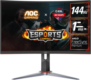 AOC 27-Inch QHD Curved 1Ms 144Hz Free-Sync Premium Gaming Monitor