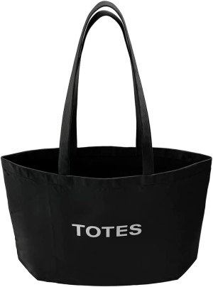 TOTES Pure Cotton Black Tote Bag| (50X43Cm) Eco-Friendly Foldable Shoulder Shopping Bags | Washable Reusable Cloth & Unisex Grocery Bags with (50Cm) Handles