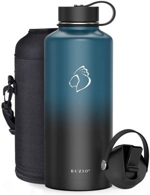 Buzio 40 oz Insulated Water Bottle with Starw & Wide Mouth Lids, Vacuum  Stainless Steel Sports Water Bottle, Starry Black 