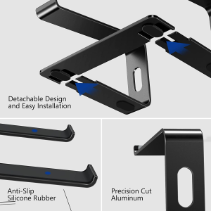 BESIGN LS03 Aluminum Laptop Stand, Ergonomic Detachable Computer Stand, Riser Holder Notebook Stand Compatible with Air, Pro, Dell, HP, Lenovo More 10-15.6″ Laptops, Black