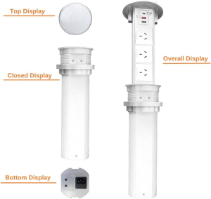 ZESHAN Pop up Power Outlet Australia with Wireless Charger, 3 AC Power, 2 USB and 1 Type C Fast Charging Ports for Home/Office Conference Table and Kitchen Countertop(Silver)