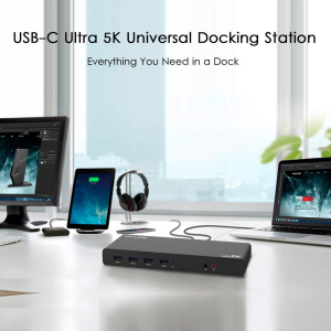 WAVLINK USB C/USB 3.0 Universal Docking Station Single 5K Dual 4K Display, 2Xhdmi, 2Xdisplayport, 6Xusb3.0, USB-C, Gigabit Ethernet, Audio&Mic, USB C Dock for Windows or Mac OS, No Power Charging