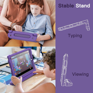 Jetech Kids Case for Ipad 9.7-Inch (6Th/5Th Generation, 2018/2017 Model) with Built-In Screen Protector, Shockproof Full-Body Handle Stand Tablet Protective Cover (Purple)